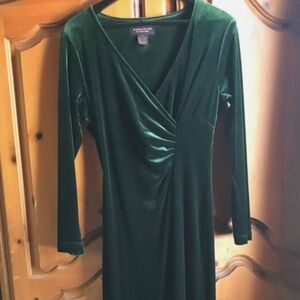Holiday long green velvet dress (see measurements)